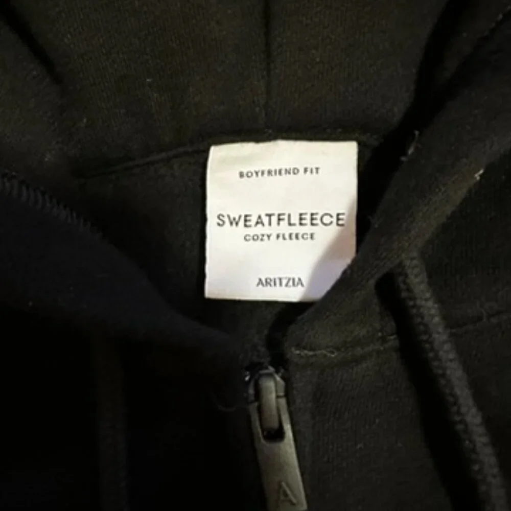 [SOLD] Cozy Sweatfleece Boyfriend Zip Hoodie Black Small - Picture 5 of 14